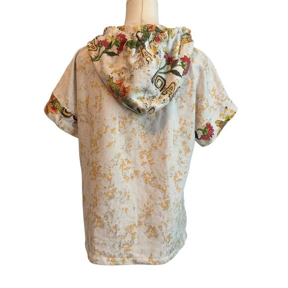 Daily Practice Hoodie Womens XS White Short Sleeve Embroidered Floral Pullover - Picture 6 of 11